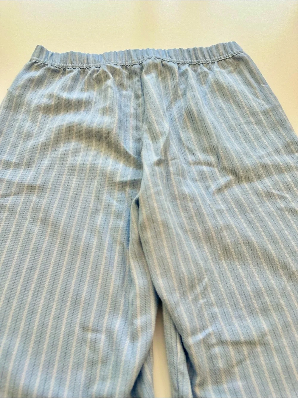 Abercrombie & Fitch Kids Pajama Set White Top Light Blue Striped Pants Girls